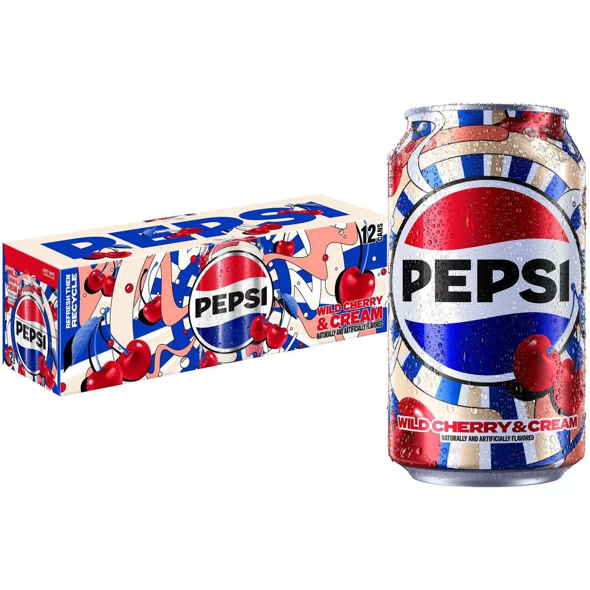 12 Pack Pepsi Cola Wild Cherry Cream