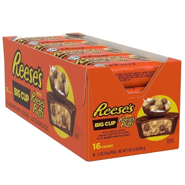 16 Pack Reese's Big Cup w Reese's Puffs 34g