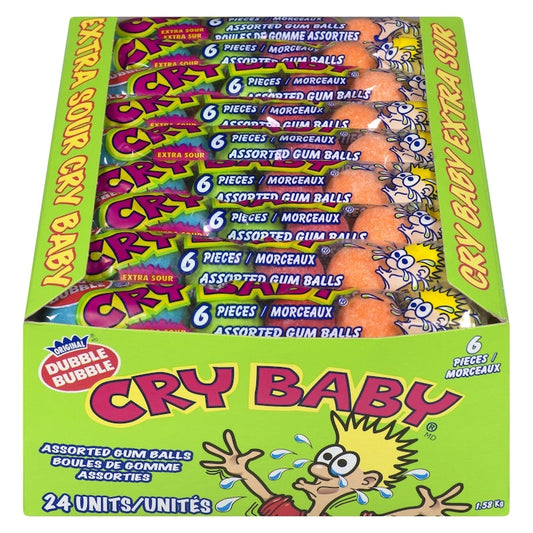 24 Pack Dubble Bubble Cry Baby Assorted Twist Gum Balls 1.58kg Candy Dubble Bubble ,Trending Products