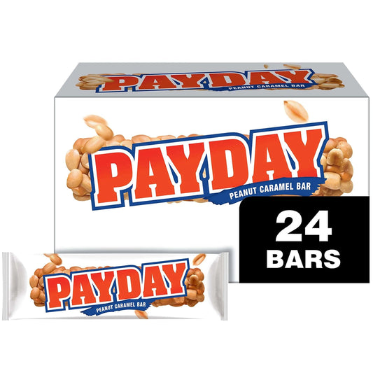 24 Pack Payday Peanut Caramel Bar Chocolates Payday, TSASN&CH, bulk
