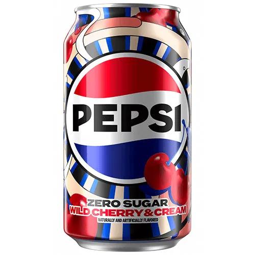6 Pack Pepsi Cola Wild Cherry Cream Zero Sugar - Soda (not for sale) from Pepsi, Cases, 6 Pack, Zero Sugar