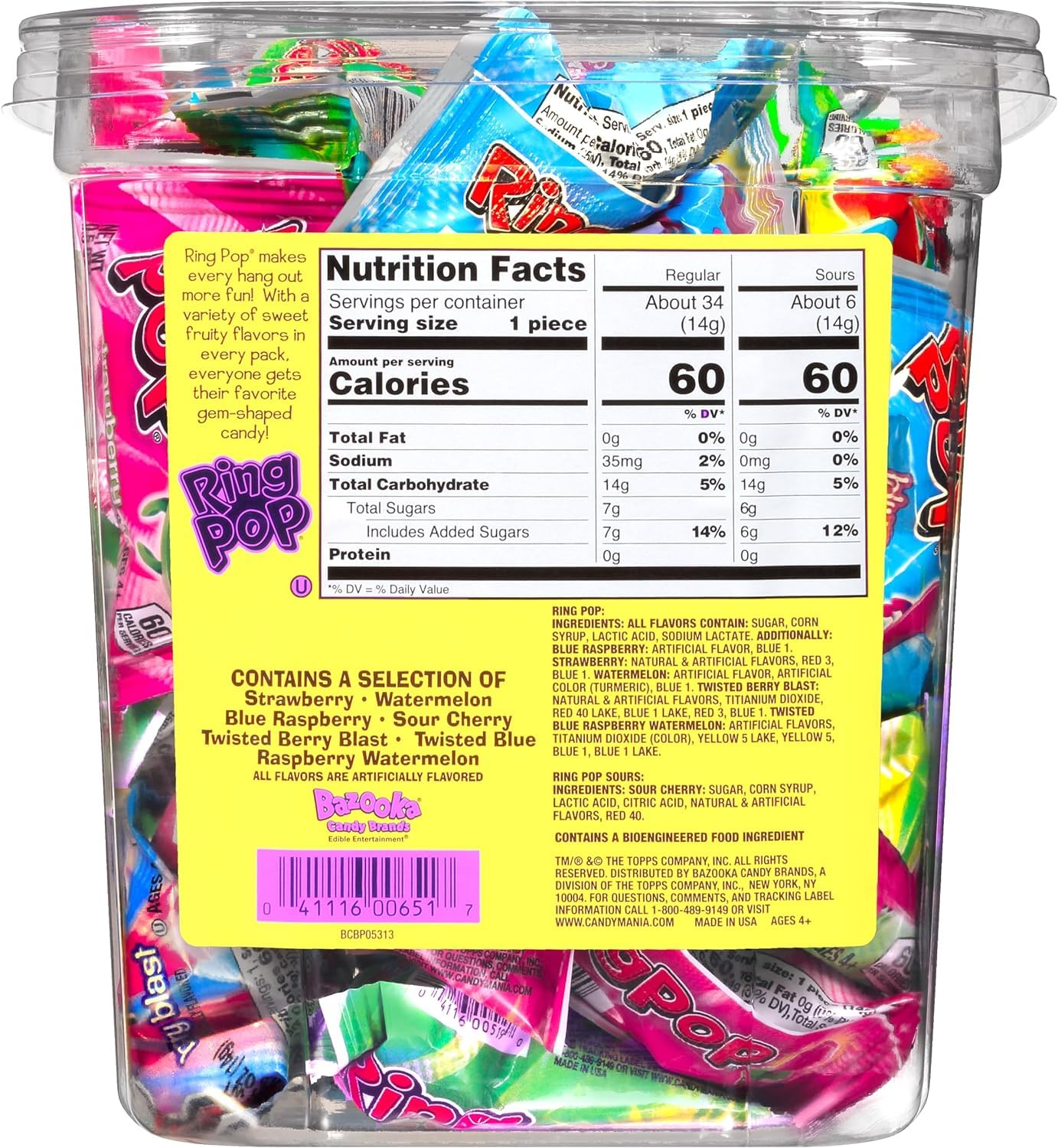 30 Pack Regal Ring Pops Jar 420g Candy Regal ,Trending Products