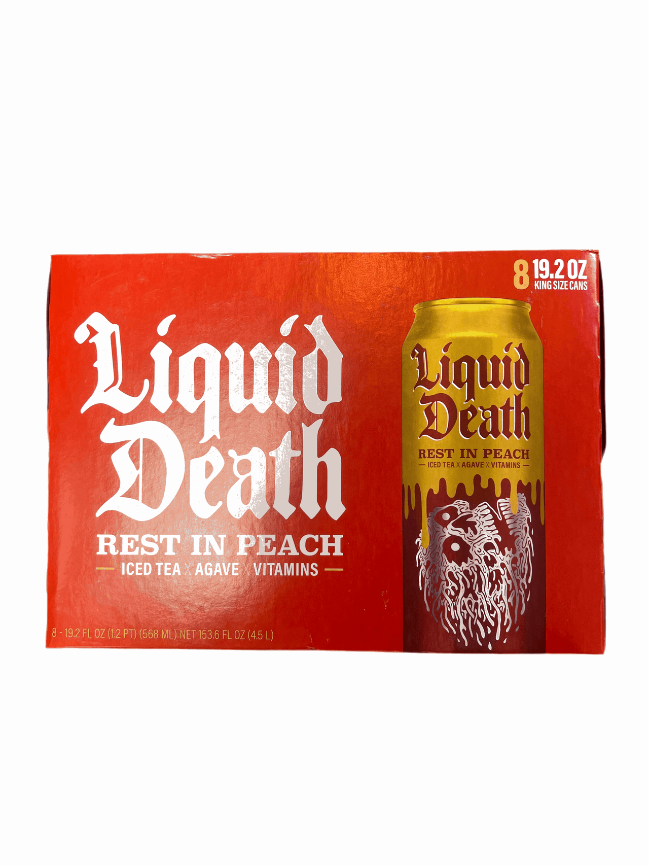 8 pack Liquid Death rest in peach