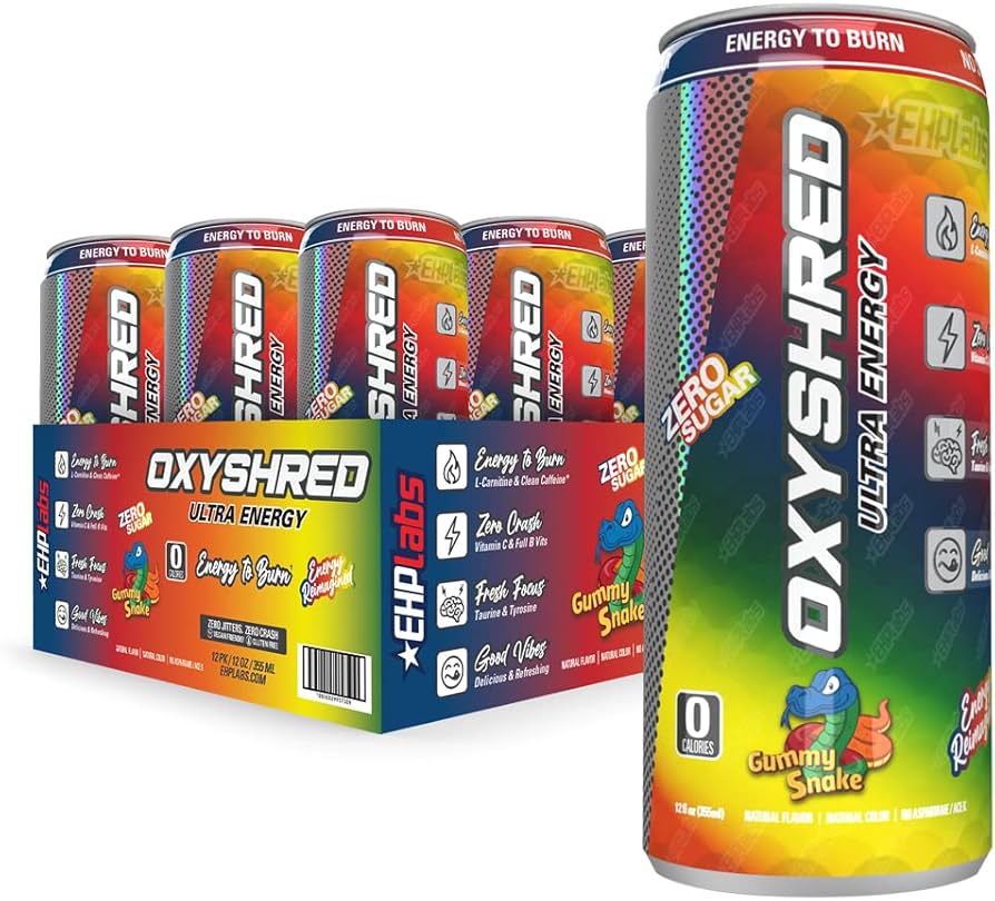 12 Pack Oxyshred Gummy Snake Ultra Energy Zero Sugar