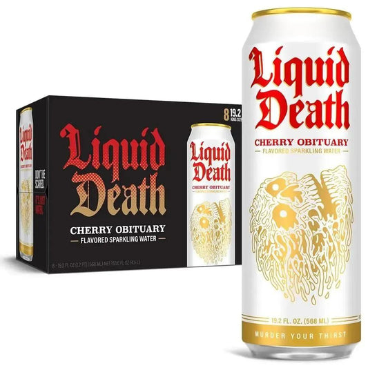 24 Pack Liquid Death Cherry Obituary Drink Soda Pop (not for Sale) Liquid Death, 24 Pack, Cases