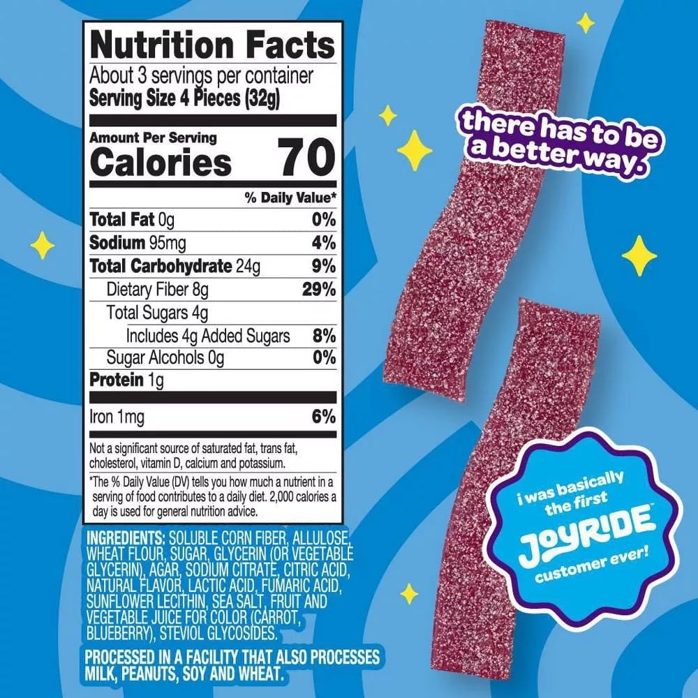 Joyride Candy Sour Blue Raspberry Strips (100g) Sour Candy Joyride Candy, trending products, latest
