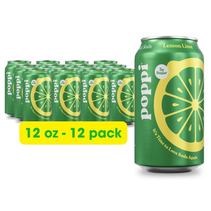 12 Pack - Poppi Lemon Lime Soda Pop (not for Sale) Poppi, 12 Pack, Cases