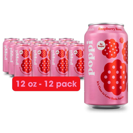 12 Pack - Poppi Raspberry Rose Soda Pop (not for Sale) Poppi, 12 Pack, Cases