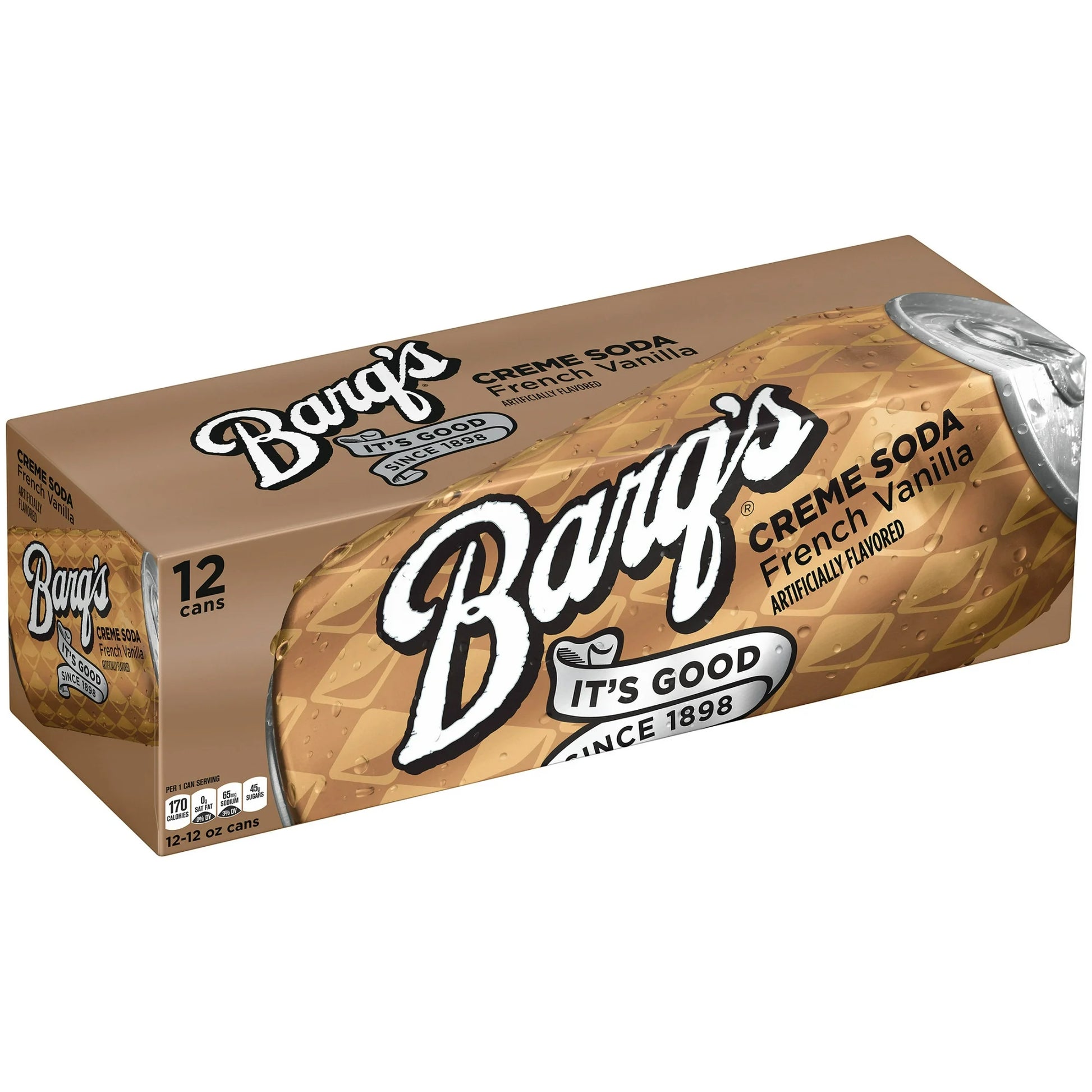 12 Pack Barq's French Vanilla Cream Soda Soda Pop Barqs, TSAED, cases, 12 Pack, Bestseller Drinks