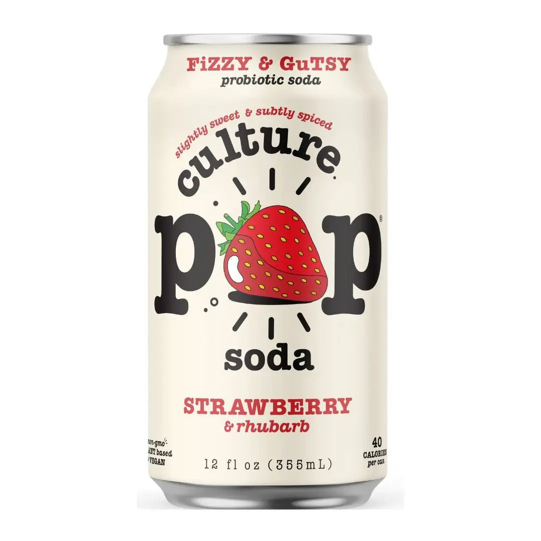 Culture Pop Soda Strawberry & Rhubarb - 6 pack