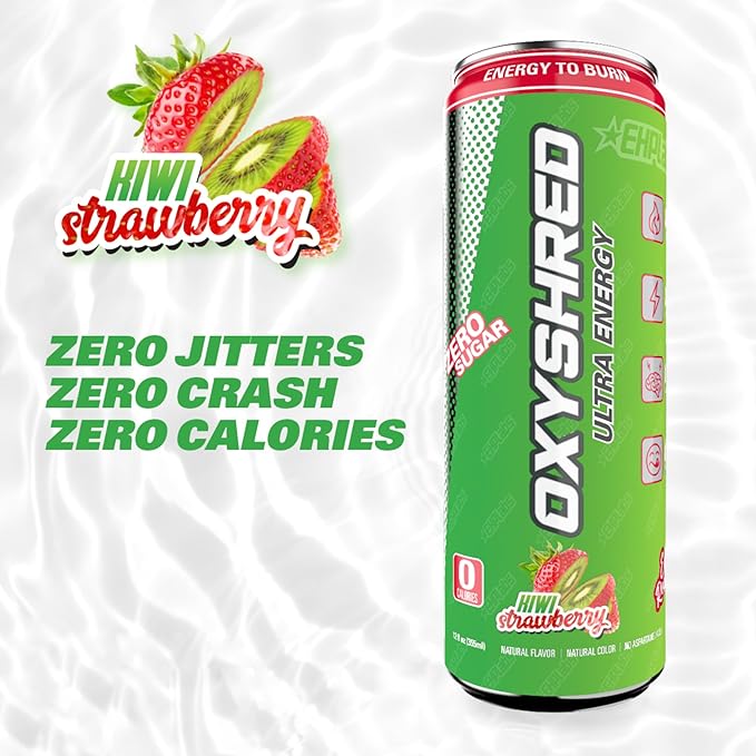 12 Pack Oxyshred Kiwi Strawberry Ultra Energy Zero Sugar