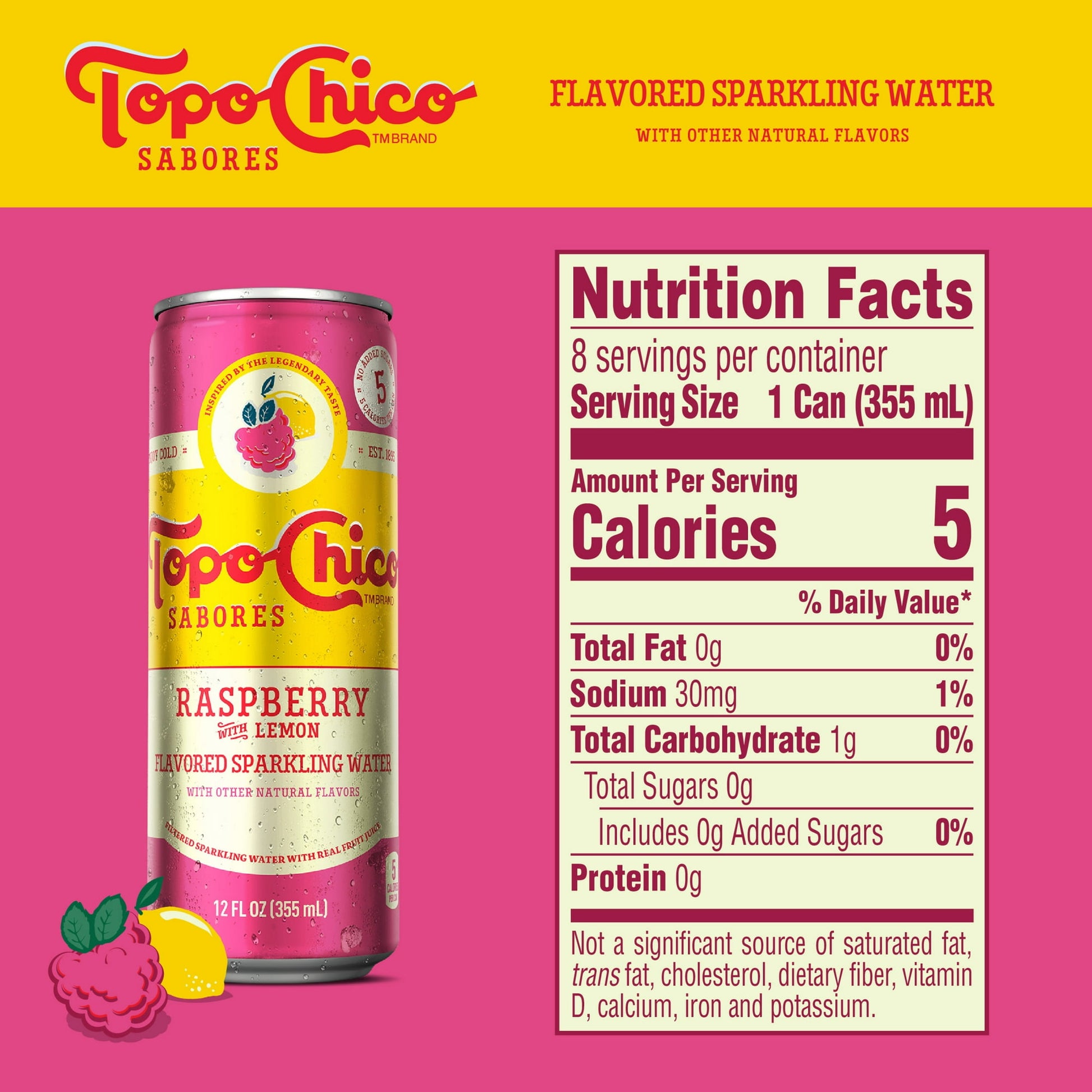 8 Pack Topo Chico Raspberry With Lemon Flavor Cans (12 Oz) Soda Pop Topo Chico, Latest Products, trending