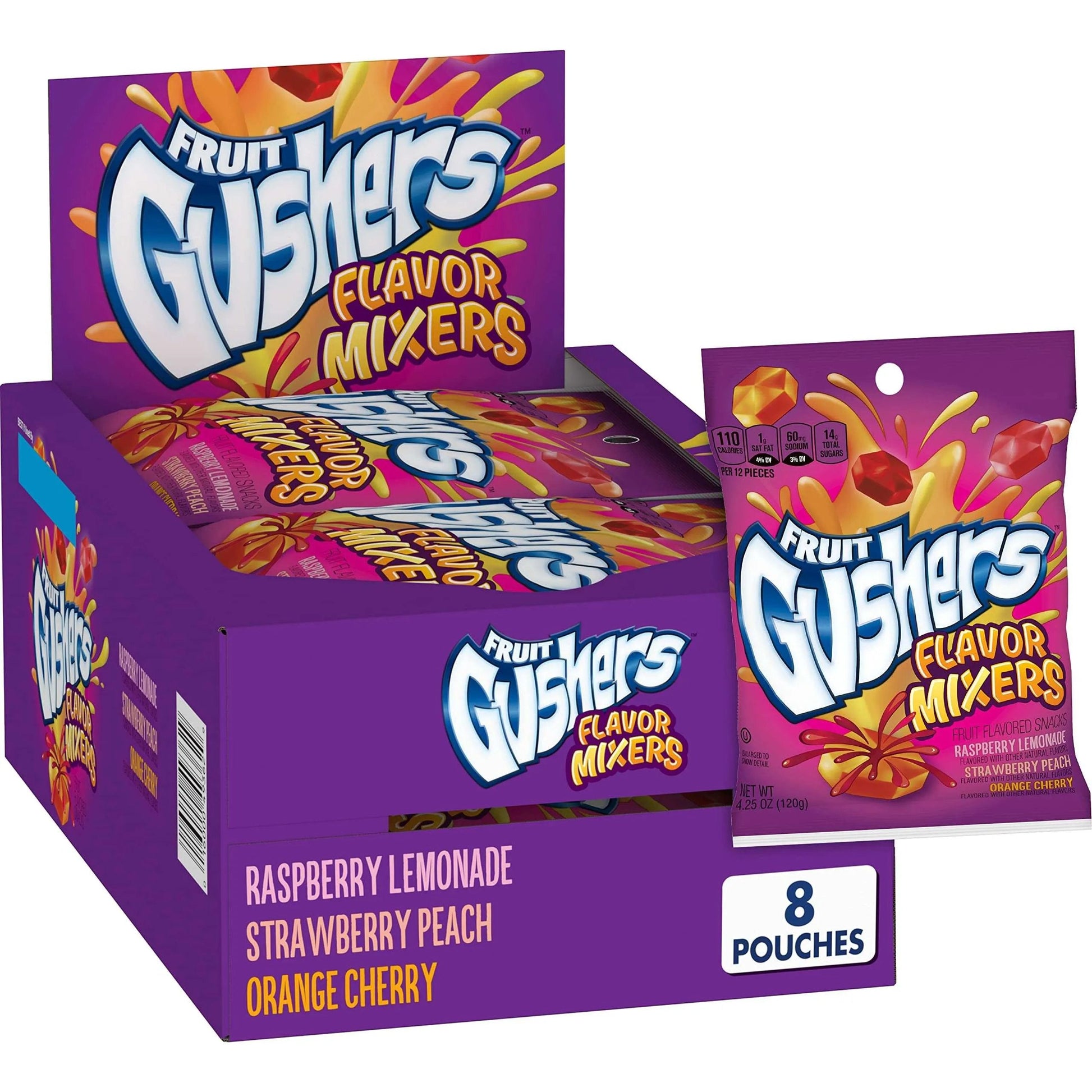 8 Pack Fruit Gushers Flavor Mixers Candy Gushers, TSASN&CH, TSARC, bulk