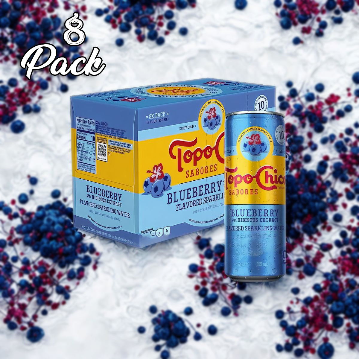 8 Pack Topo Chico Blueberry Hibiscus Extract Mexico Soda Pop (not for Sale) Topo Chico, Bestseller Drinks