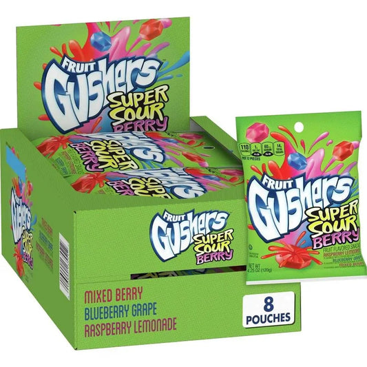 8 Pack Fruit Gushers Super Sour Berry - Sour Candy (not for sale) from Gushers, TSASN&CH, TSARC, bulk