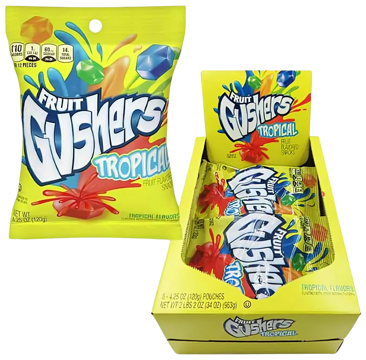 8 Pack Fruit Gushers Tropical Fruit Flavor Snacks