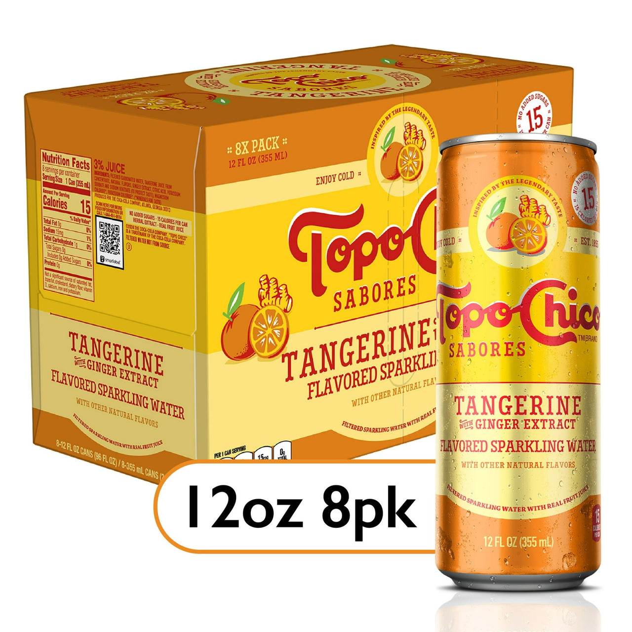 8 Pack Topo Chico Tangerine with Ginger Extract Mexico