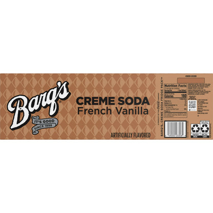 12 Pack Barq's French Vanilla Cream Soda Soda Pop Barqs, TSAED, cases, 12 Pack, Bestseller Drinks