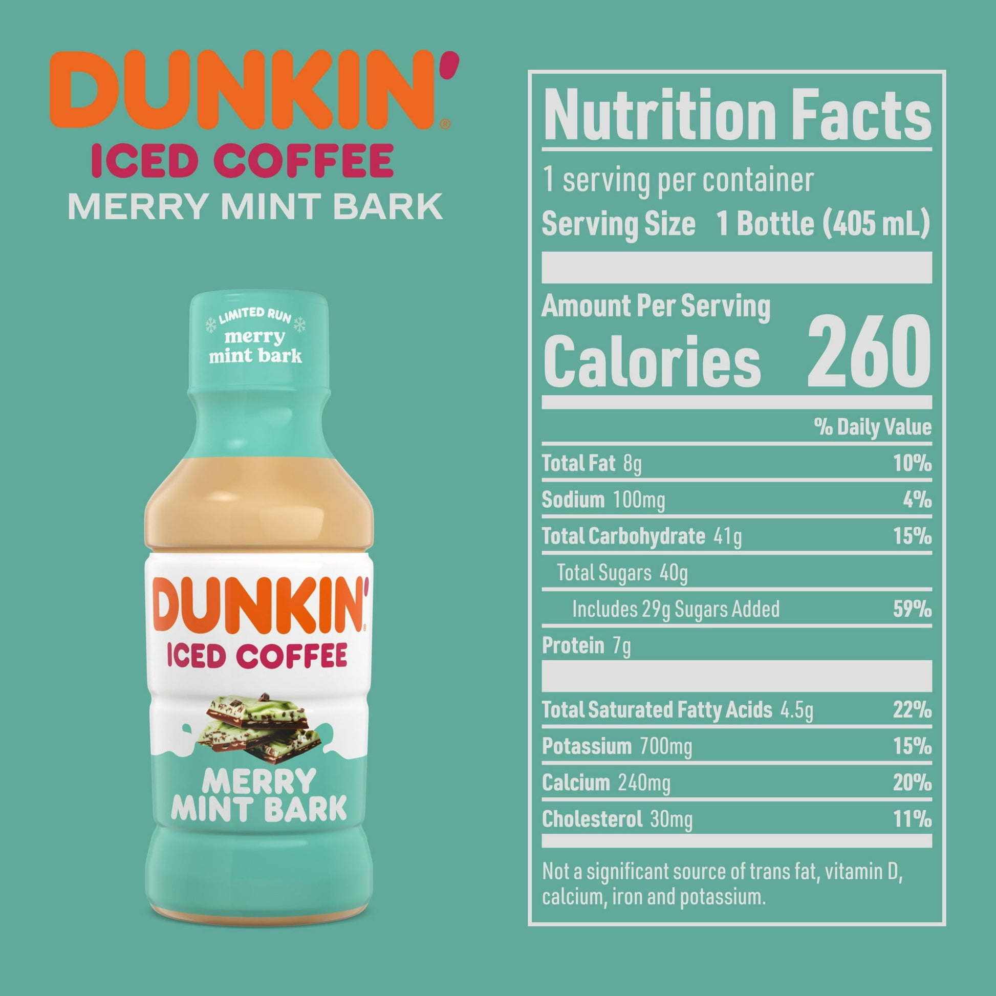 12 Pack Dunkin Iced Coffee Merry Mint Bark Bottle 13.7 Oz Soda Pop (not for Sale) Dunkin, 12 Pack