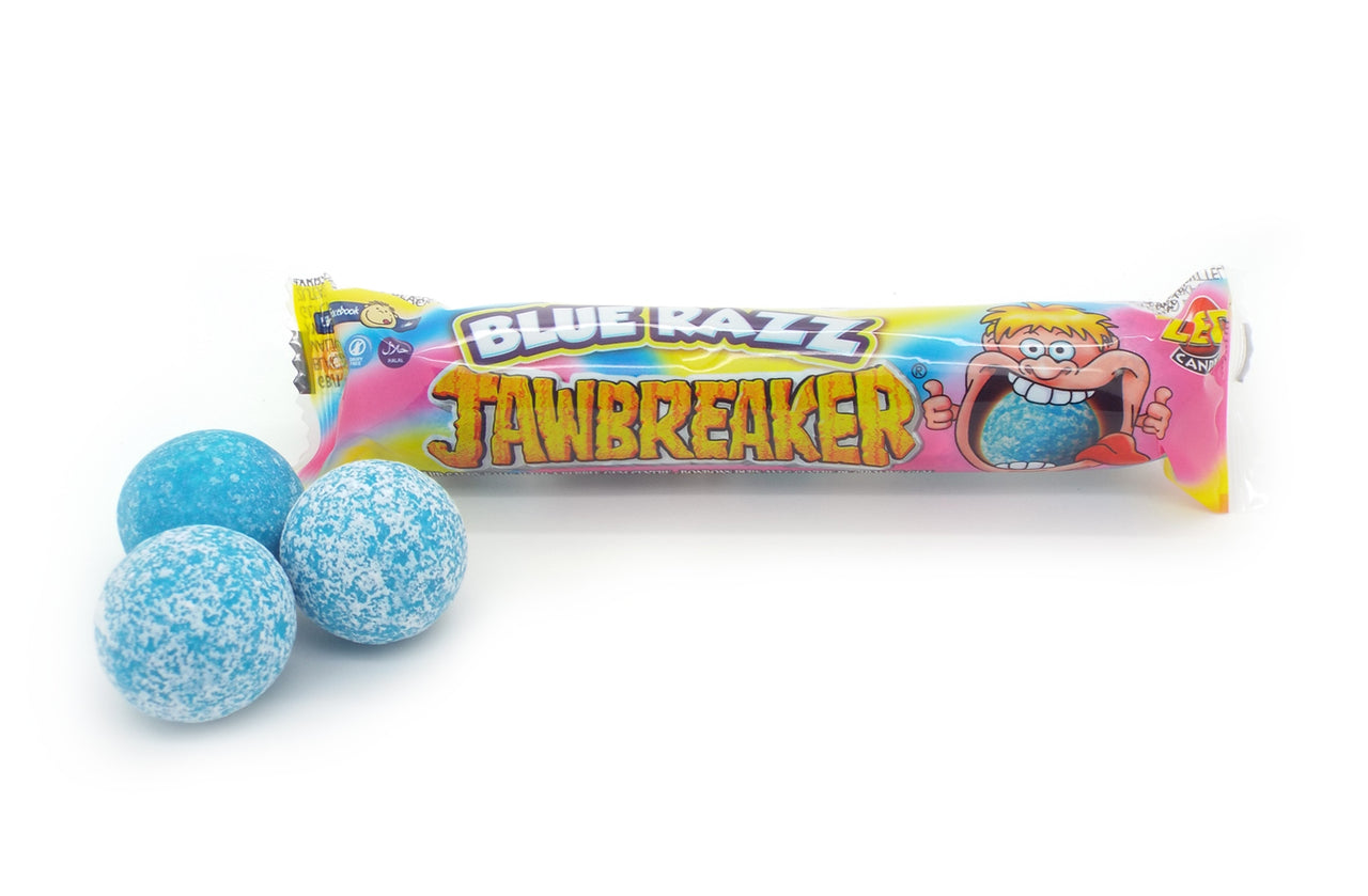 Blue Razz Jawbreakers Hard Candy with Bubble Gum