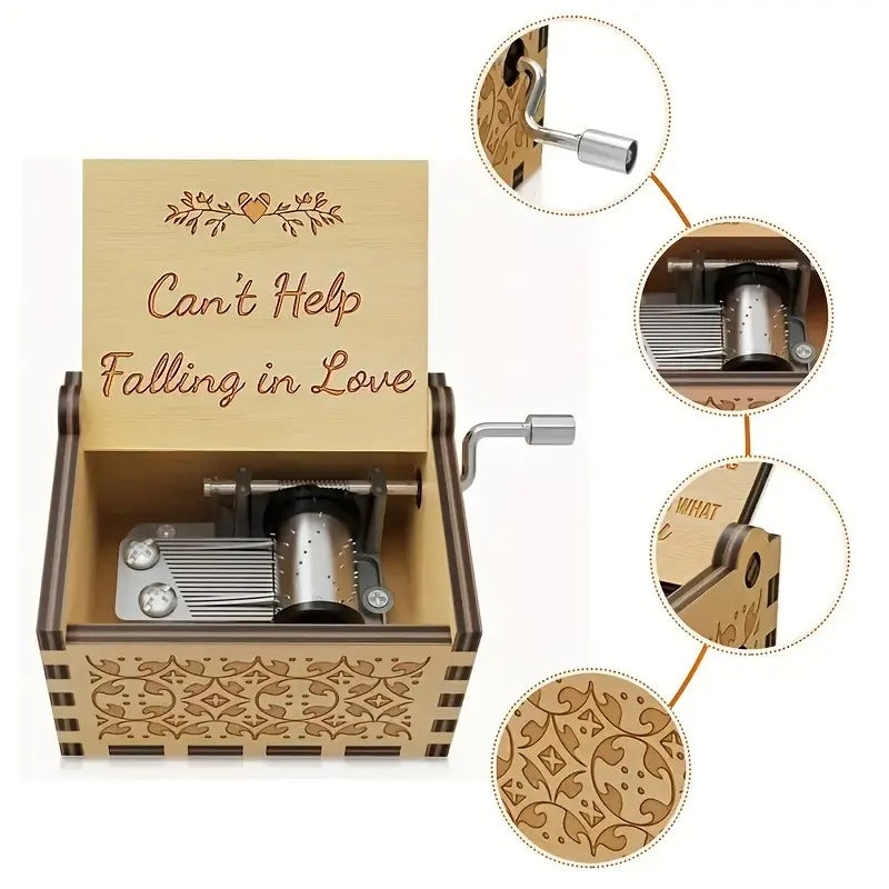 Wooden Music Box, with Can't Help Falling In Love Song