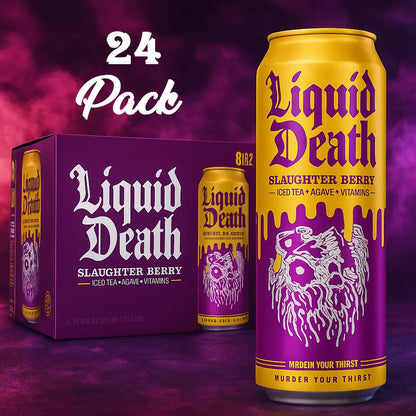 Liquid Death Slaughter Berry 24 Pack Drink Soda Pop (not for Sale) Liquid Death, 24 Pack, Cases