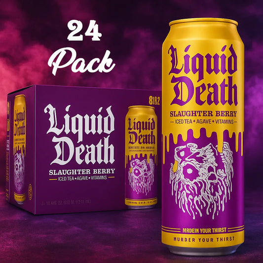 Liquid Death Slaughter Berry 24 Pack Drink Soda Pop (not for Sale) Liquid Death, 24 Pack, Cases
