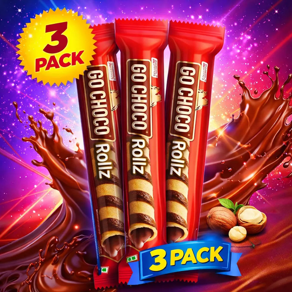 3 Pack Go Choco Rollz - Choco Filled Wafer Stick Snacks/Chocolates Go Choco, Latest, trending
