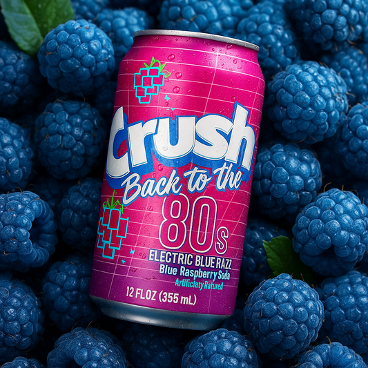 6 Pack Crush Back to the 80's Electric Blue Razz Soda (12Oz)