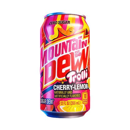 12 Pack MTN Dew Trolli Zero Sugar (12 Oz) Soda Pop (not for sale) Minute Maid, Cases, 6 Pack, Zero Sugar