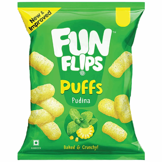 Fun Flips Pudina Puffs - Indian Candy, Snacks/Indian Chips from Fun Flips, TSARC, TSAISC, TSAIS&C, TSAIS