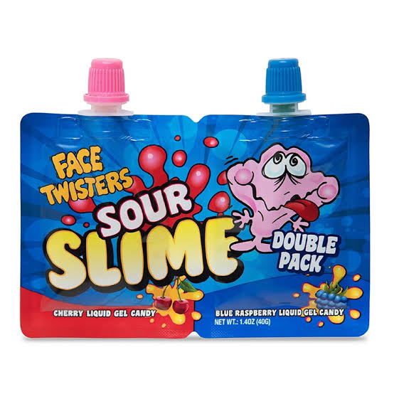 Face Twisters Sour Slime Double Pack Cherry+Blue Raspberry