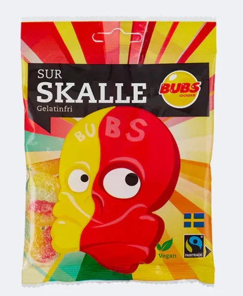Bubs Skalle Sour Skulls Vegan Swedish Candy  Peg Bag 90g - Candy from Bubs Godis, trending products