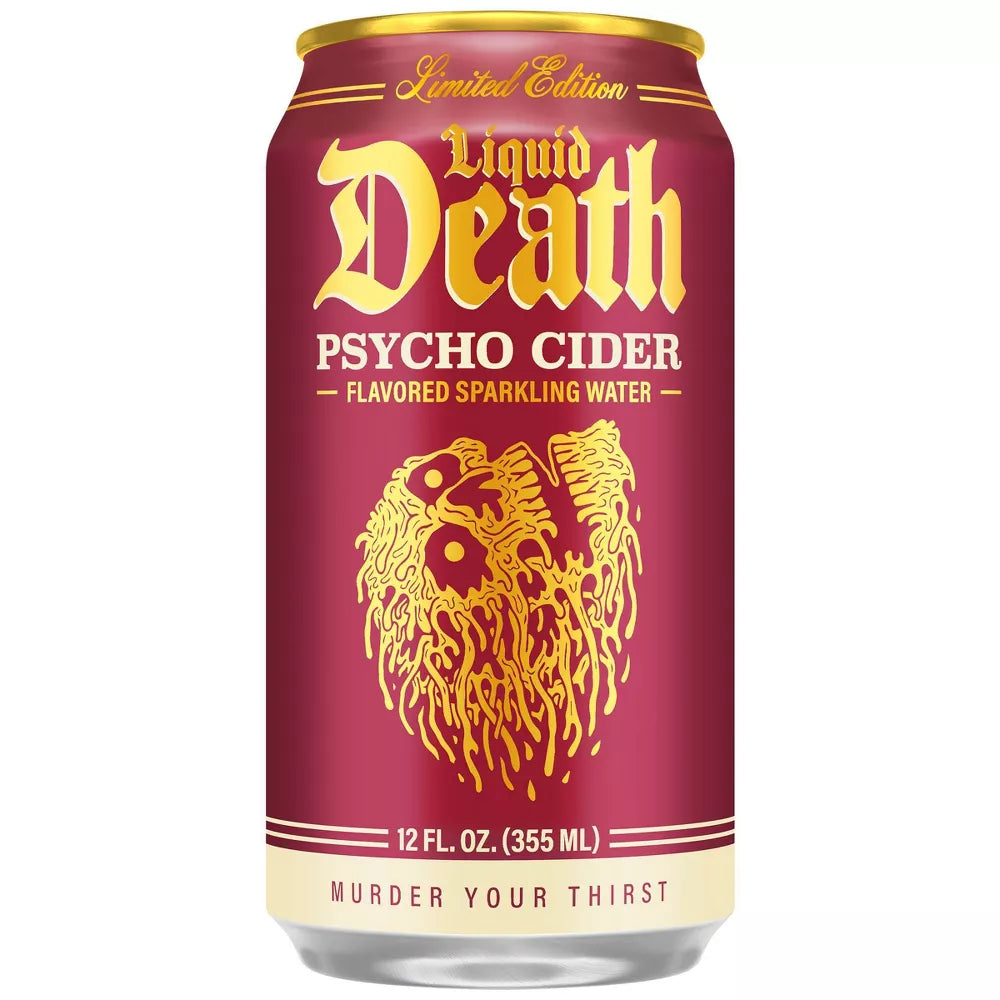 24 Pack Liquid Death Psycho Cider (12 Oz) Soda Pop Liquid Death, 24 Pack, Cases, Bestseller Drinks
