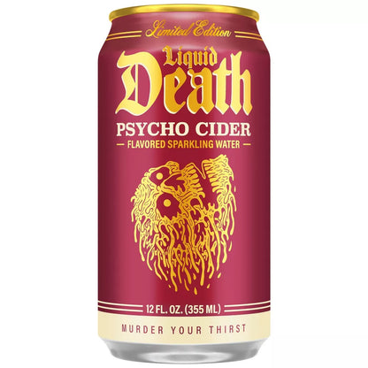 24 Pack Liquid Death Psycho Cider (12 Oz) Soda Pop Liquid Death, 24 Pack, Cases, Bestseller Drinks