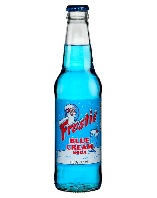 12 Pack Frostie Blue Cream Nostalgic Glass Bottles