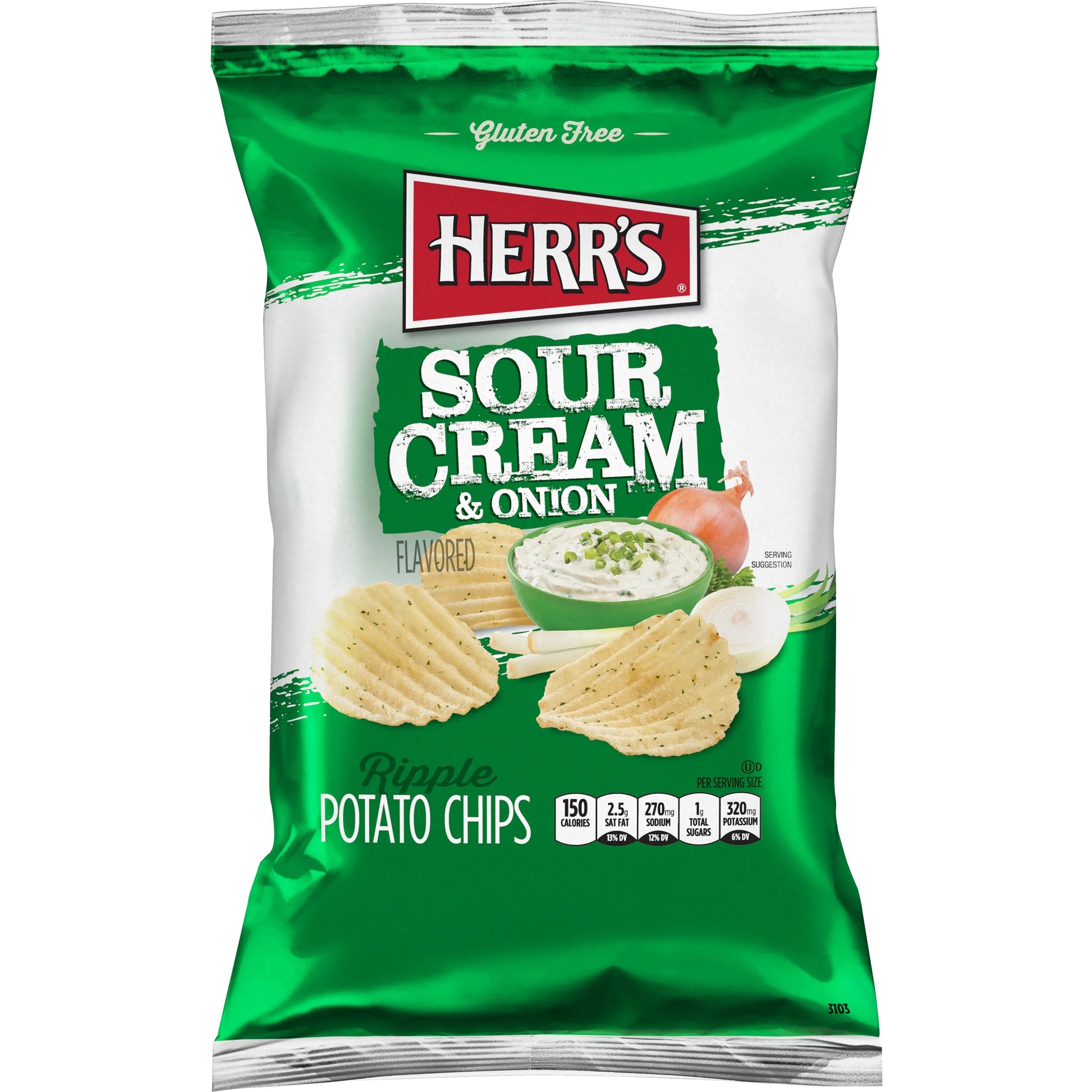 Herr's Sour Cream and Onion Potato Chips 71g Snacks/Chips Herr’s, Trending, Latest Products