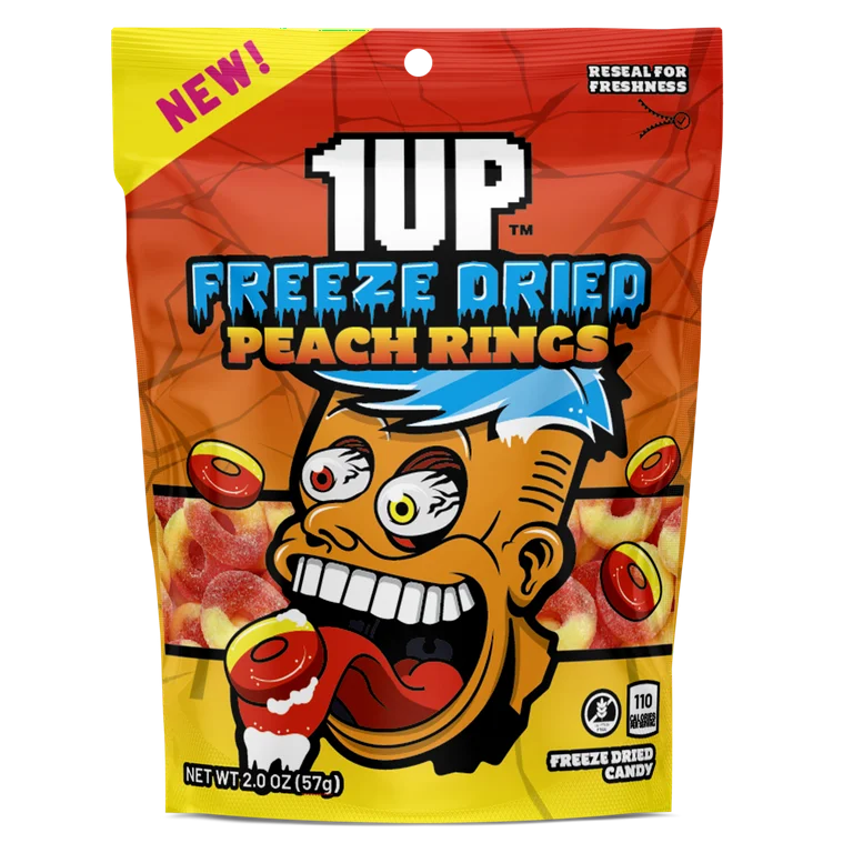 1UP Freeze Dried Peach Rings Candy