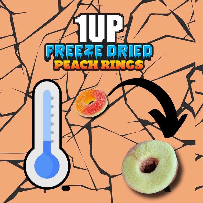 1UP Freeze Dried Peach Rings Candy