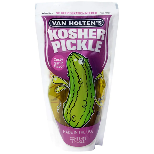 Kosher Pickle Zesty Garlic Flavor Pickle in a Pouch - Snacks/chips (not for sale) from Van Holten's, TSASN&CH