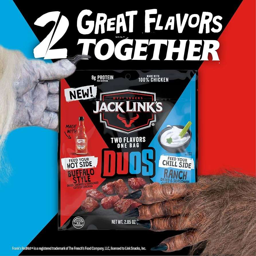 Jacklinks Duos Chicken Bites Redhot Sauce and Ranch Flavor