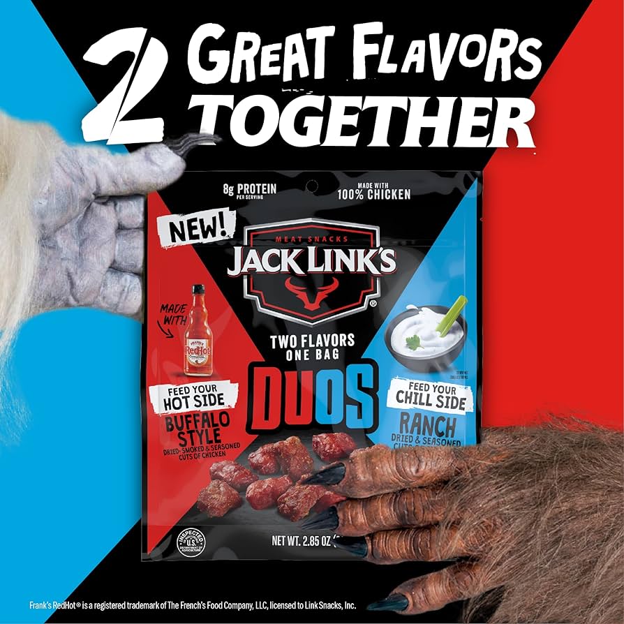 Jacklinks Duos Chicken Bites Redhot Sauce and Ranch Flavor