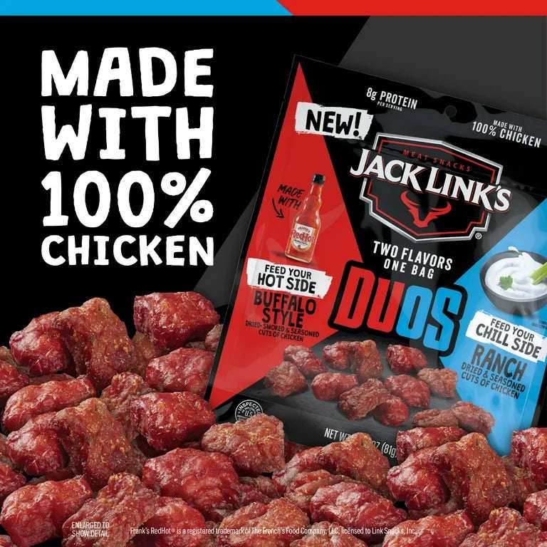 Jacklinks Duos Chicken Bites Redhot Sauce and Ranch Flavor