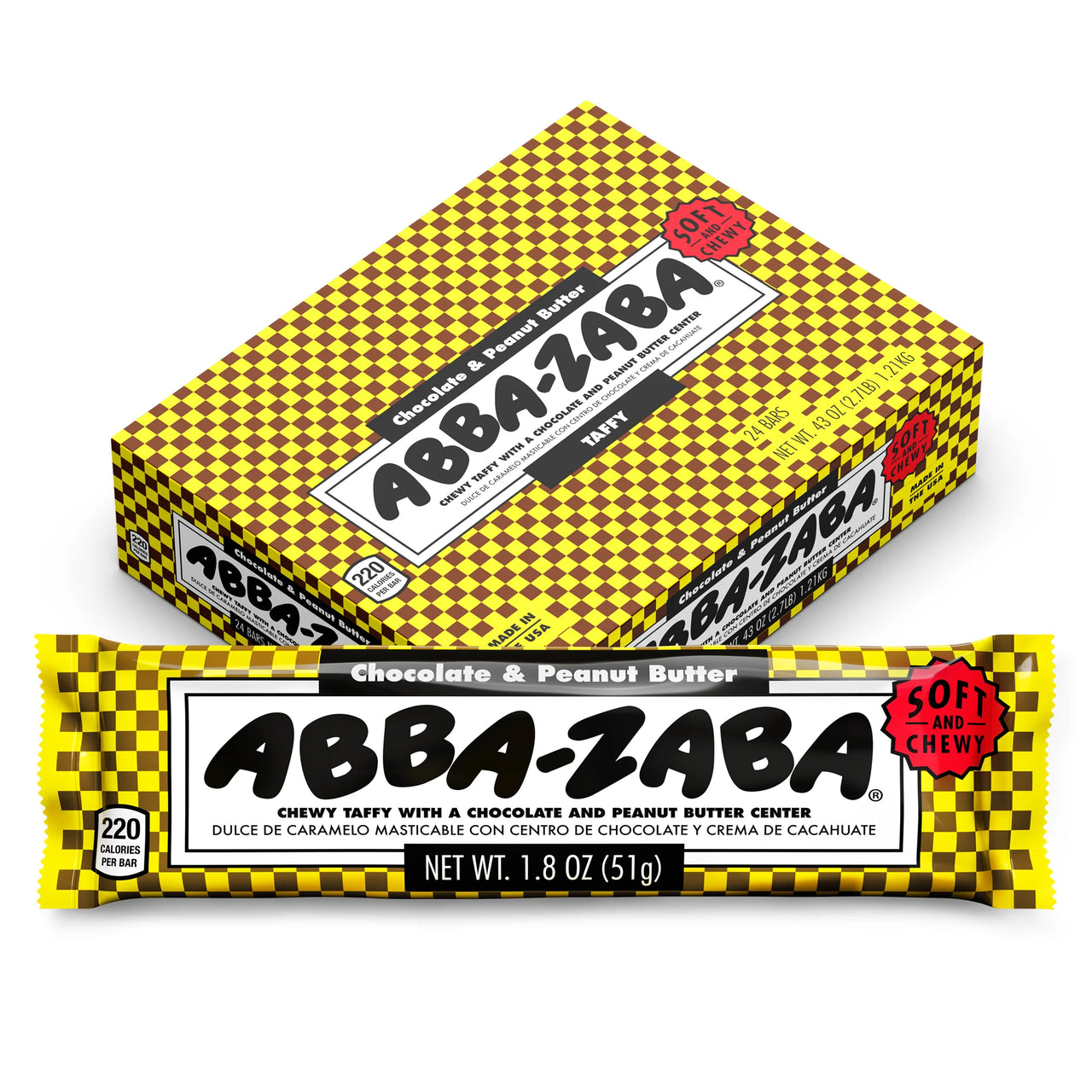 18 Pack Abba Zabba Chocolate Peanut Butter 51g