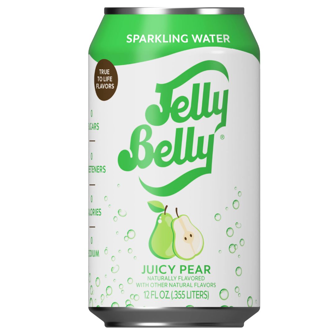 12 pack Jelly Belly Juicy Pear Sparkling Water