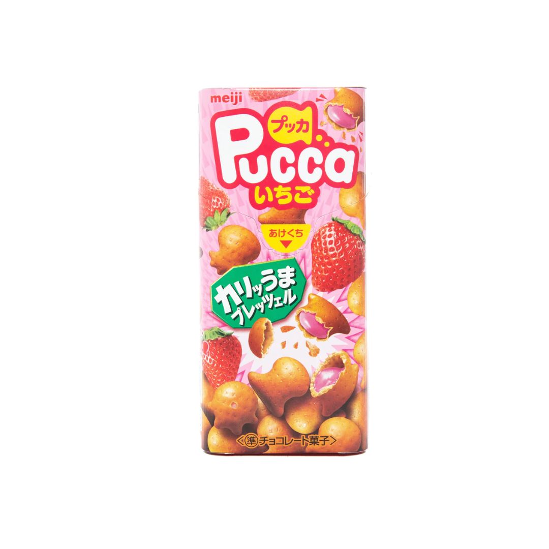Meiji Pucca Strawberry Chocolate Cookies (39g) - Japan