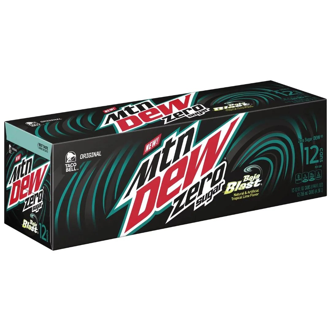 12 Pack Mtn Dew Baja Blast Zero Sugar Soda Pop (not to sale) Mtn Dew, TSAED, Zero Sugar, 12 Pack, Bestseller, Bestseller Drinks