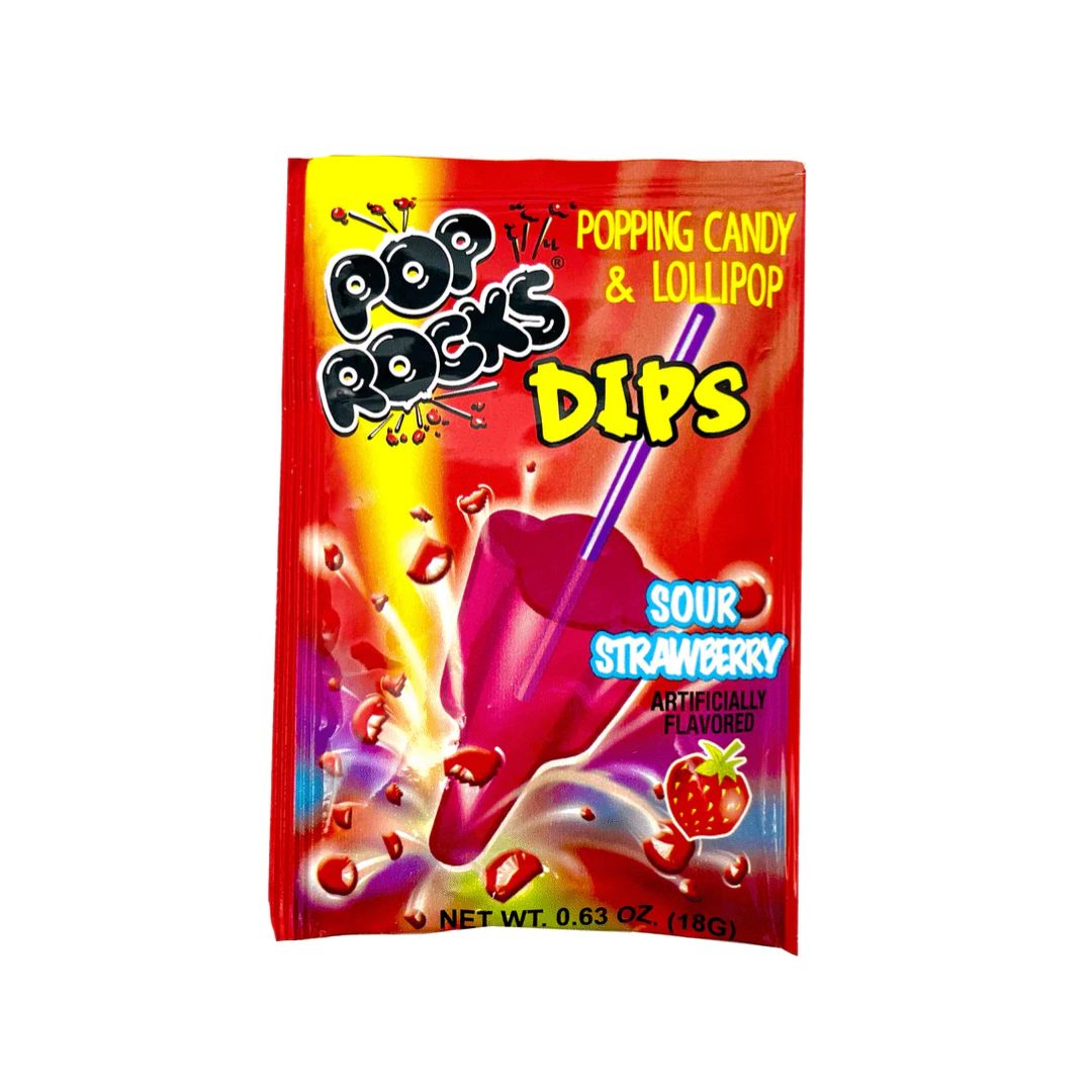 Pop Rocks Popping Candy & Lollipop Dips Sour Strawberry