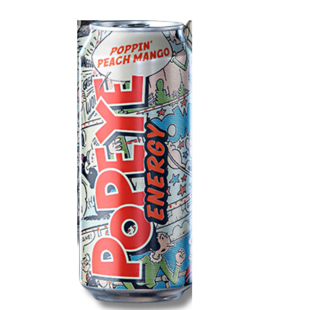 12 Pack Poppin Peach Mango Popeye Energy Drink