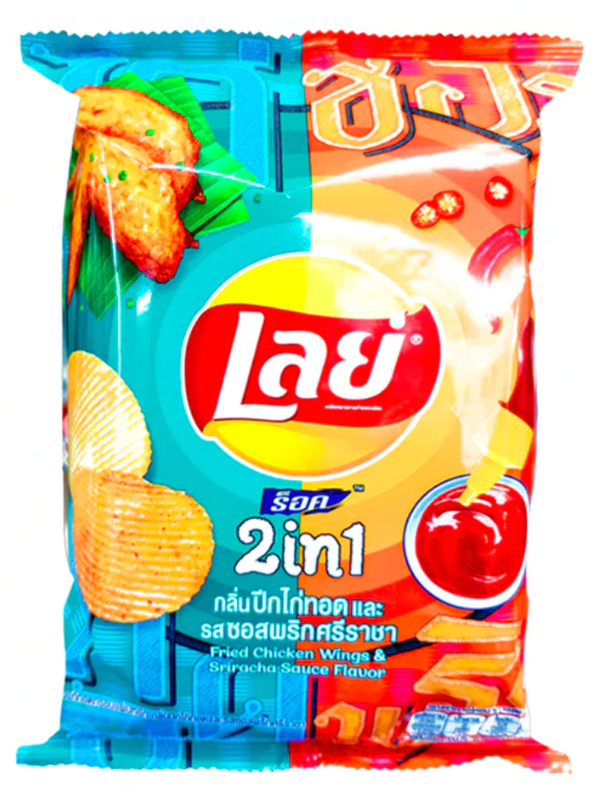 Lays 2 in 1 Fried Chicken Wings & Sriracha Sauce Flavor Thailand